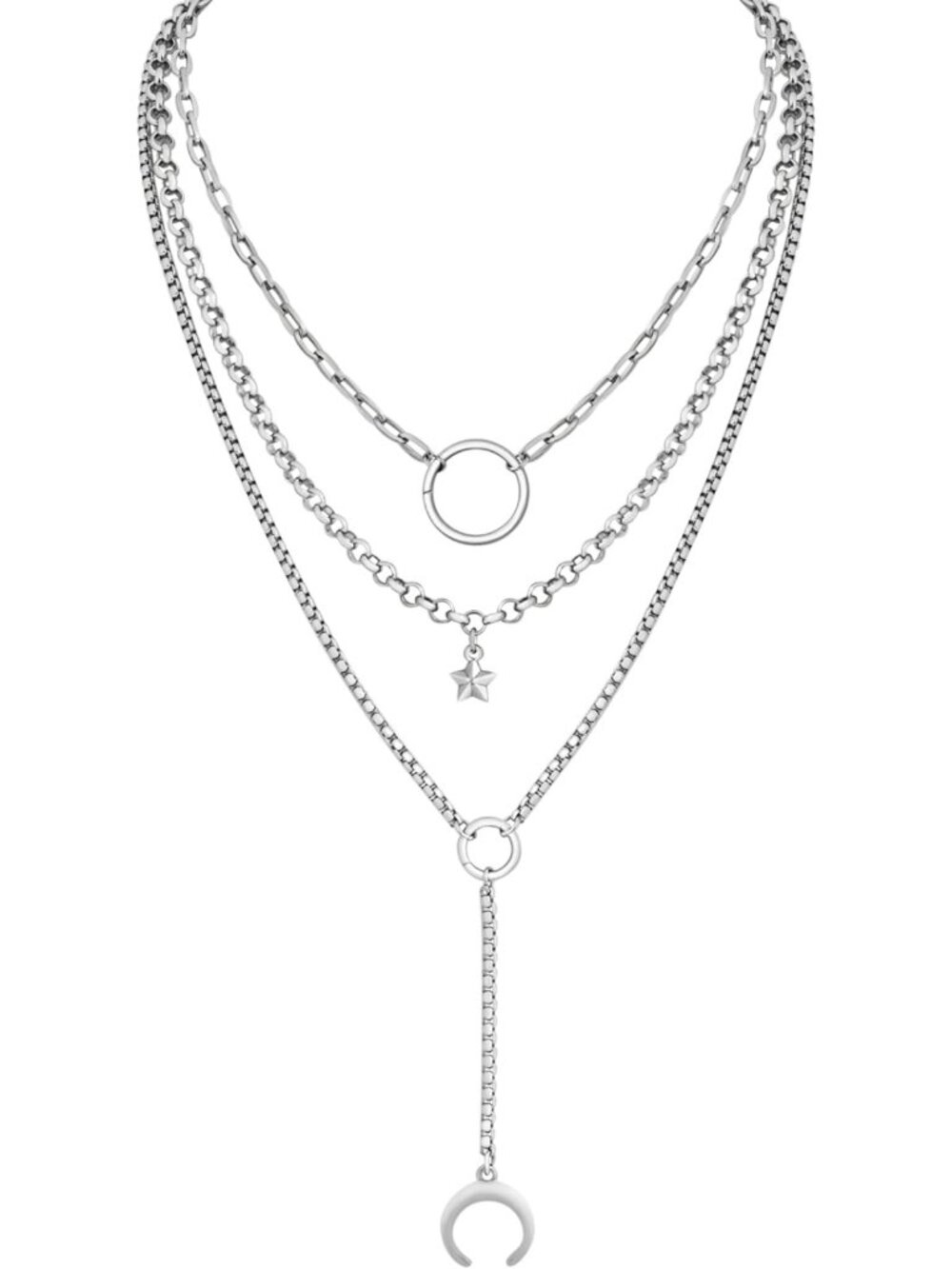 Layered Crescent Moon Star Choker Necklace | Gothic Punk Grunge Jewelry Gift